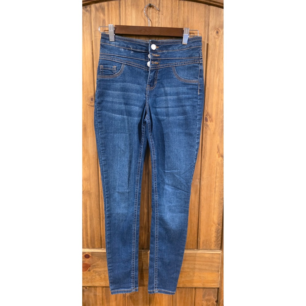 Ardene Jegging Women 7 Blue Excellent High Rise‎ Multi Button Skinny Jeans